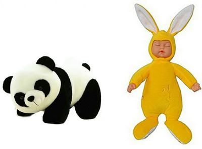 

soniya Enterprises panda-28cm and doll - 25 cm(Yellow, Black), Black;yellow