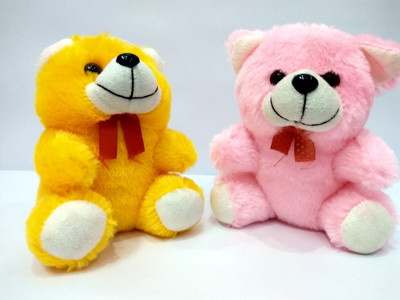 

HRDecoration H&R DECORATION Soft Mini Taddy Bear Toy, (Pink&Yellow) - 16 cm(pink and yellow)