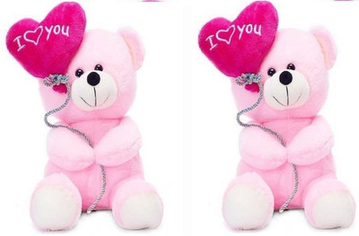 

Samayra Toys Combo of Pink Balloons Small Teddy Bear with I love you heart 25 - 25 cm(Pink)
