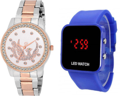 

COSMIC DUAL TONE EAGLE-SOOMS SERIES diamond studded LADIES AND WOMEN WATCH WITH BLUE LED big screen -35 mm led KIDS DIGITAL Watch - For Boys & Girls