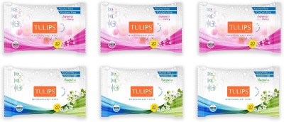 

Tulips Refreshing Wet Wipes Japaness Cherry and Magnolia 20 Wipes Each (Pack of 6)(6 Pieces)