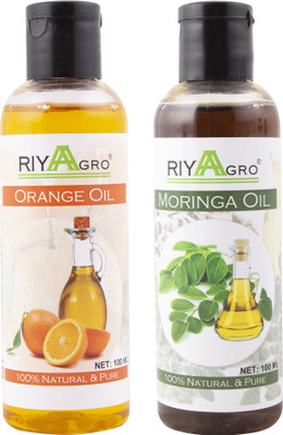 

RIYAAGRO (Combo Pack of 2) 100 % Natrual & Pure Undiluted Cold Pressed (Orange & Moringa Oil) For Hair-Scalp-Skin-Face-Nails-- 100 ml(200 ml)