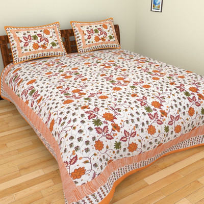 

Spangle 144 TC Cotton Double King Printed Bedsheet(Pack of 1, Orange)