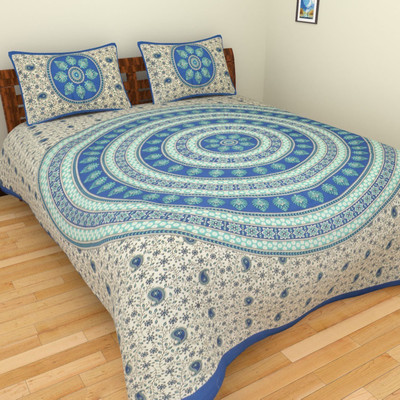 

Spangle 144 TC Cotton Double King Printed Bedsheet(Pack of 1, Blue)