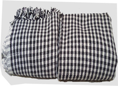 Dehati Homez Checkered Single Throw for  Mild Winter(Poly Cotton, Black and White)