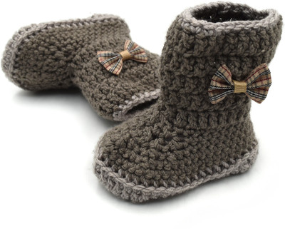 

Magic Needles Newborn Baby Socks Soft Sole Prewalker Boots Booties(Toe to Heel Length - 11 cm Brown)