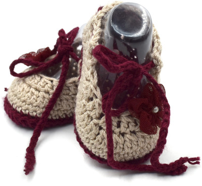 

Magic Needles Newborn Baby Socks Soft Sole Prewalker Ballerinas Booties(Toe to Heel Length - 12 cm Beige, Maroon)