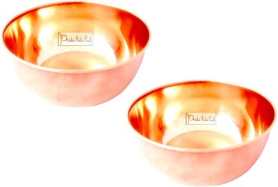Prisha India Craft Copper Vegetable Bowl Pure Copper Serving Bowl, Handmade Plain Copper Katori | Capacity 350 ML each| Diameter 4.50 Inch | Set of 2(Pack of 2, Brown)