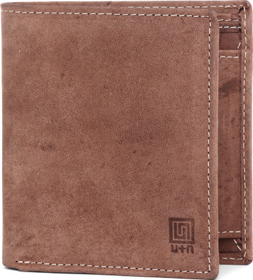 

U+N Men Brown Genuine Leather Wallet(7 Card Slots)