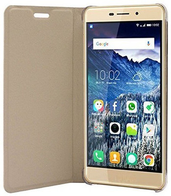 Case Creation Book Cover for LG X Screen (K500i) Royal Series Leather Flip Case Imported Folio Flipcover Hard Back Flip Cover Case Guard 360 Degree Protection Screen Protector(Gold, Dual Protection)