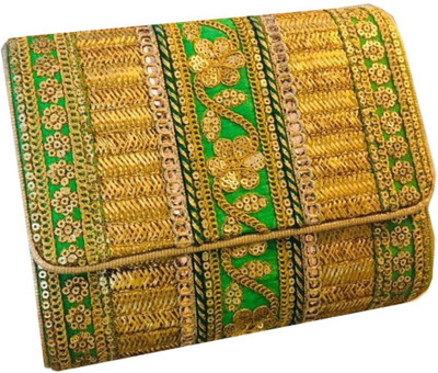 

Craftbazaar Party Green Clutch