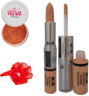 

Vozwa Copper Eyeshadow Shimmer Powder, Foundation & Concealer Double Action and Band(Set of 4)