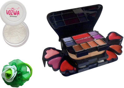 Vozwa White Eyeshadow Shimmer Powder, Makeup kit and Band(Set of 3)