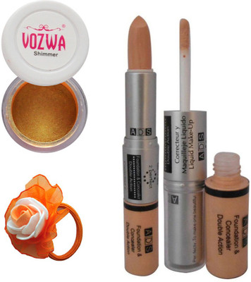 

Vozwa Gold Gradient Eyeshadow Shimmer Powder, Foundation & Concealer Double Action and Band(Set of 3)