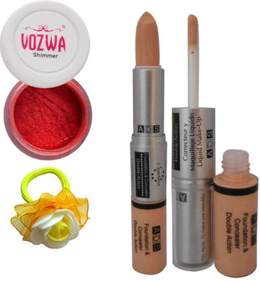 

Vozwa Red Eyeshadow Shimmer Powder, Foundation & Concealer Double Action and Band(Set of 4)