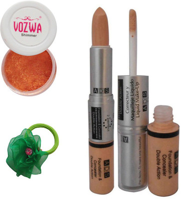 

Vozwa Copper Eyeshadow Shimmer Powder, Foundation & Concealer Double Action and Band(Set of 4)
