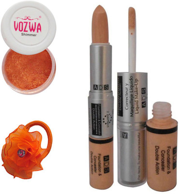 

Vozwa Copper Eyeshadow Shimmer Powder, Foundation & Concealer Double Action and Band(Set of 4)