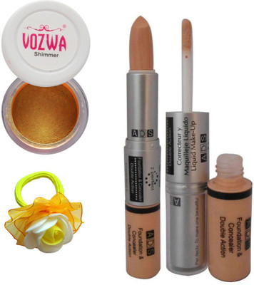 

Vozwa Gold Gradient Eyeshadow Shimmer Powder, Foundation & Concealer Double Action and Band(Set of 4)