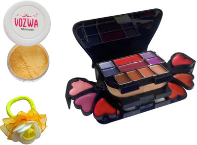 Vozwa Golden Eyeshadow Shimmer Powder, Makeup kit and Band(Set of 3)