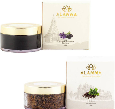 

Alanna Naturally Beautiful Combo of Detox Face & Body Scrub + Activated Charcoal & Lavender Face Pack(Set of 2)