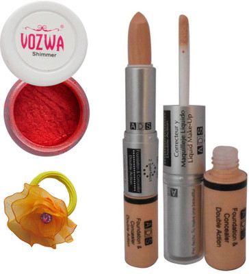 

Vozwa Red Eyeshadow Shimmer Powder, Foundation & Concealer Double Action and Band(Set of 4)