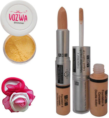 

Vozwa Golden Eyeshadow Shimmer Powder, Foundation & Concealer Double Action and Band(Set of 4)