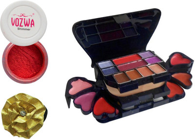 Vozwa Red Eyeshadow Shimmer Powder, Makeup kit and Band(Set of 3)