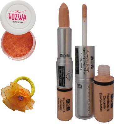 

Vozwa Copper Eyeshadow Shimmer Powder, Foundation & Concealer Double Action and Band(Set of 4)