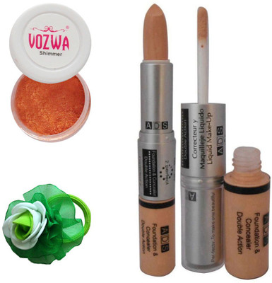 

Vozwa Copper Eyeshadow Shimmer Powder, Foundation & Concealer Double Action and Band(Set of 3)