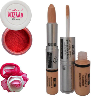 

Vozwa Red Eyeshadow Shimmer Powder, Foundation & Concealer Double Action and Band(Set of 4)
