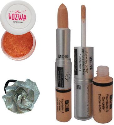 

Vozwa Copper Eyeshadow Shimmer Powder, Foundation & Concealer Double Action and Band(Set of 4)