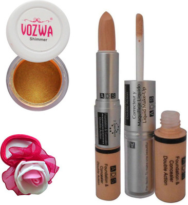

Vozwa Gold Gradient Eyeshadow Shimmer Powder, Foundation & Concealer Double Action and Band(Set of 4)