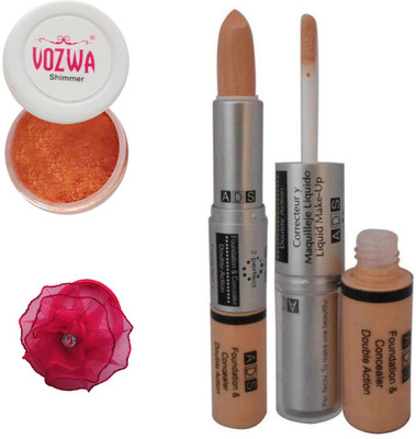 

Vozwa Copper Eyeshadow Shimmer Powder, Foundation & Concealer Double Action and Band(Set of 4)