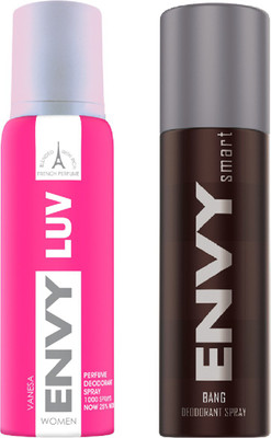 

ENVY LUV & Smart Bang Combo Pack Of 2 Deodorant Spray - For Men & Women(255 ml, Pack of 2)
