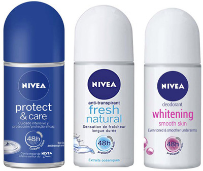

Nivea WHITENING SMOOTH SKIN ROLL ON DEODORANT 50 ML+FRESH NATURAL ROLL ON DEODORANT 50 ML+PROTECT & CARE ROLL ON DEODORANT 50 ML Deodorant Spray - For Men & Women(150 ml, Pack of 3)