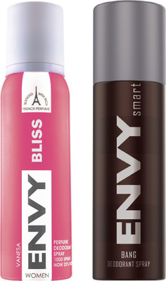 

Envy Bliss & Smart Bang Deodorant Combo Pack Of 2 Deodorant Spray - For Men & Women(255 ml, Pack of 2)