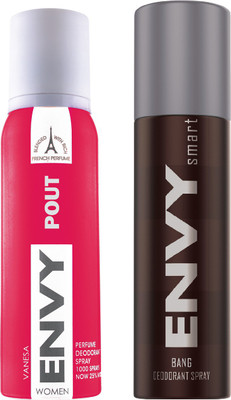 

Envy Pout & Smart Bang Combo Pack Of 2 Deodorant Spray - For Men & Women(255 ml, Pack of 2)