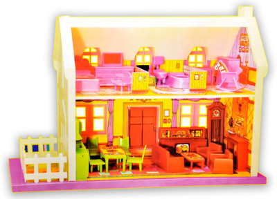 

KidzFan 34 Pieces Beautiful Doll House Set For Girls | 34 Pieces | Multi Color | Complete Structure(Multicolor)
