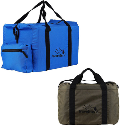 

Travelite (Expandable) Polyster Royal Blue & Military Green Duffle Bag Combo Pack Of 2 (55 L +35 L) Travel Duffel Bag(Green)