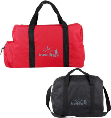 

Travelite (Expandable) Polyster Red & Black Duffle Bag Combo Pack Of 2 (55 L +35 L) Travel Duffel Bag(Black)