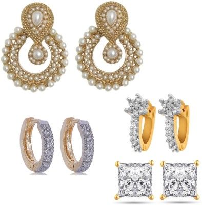 Jewels Capital Diva Style Cubic Zirconia, Pearl Alloy Drops & Danglers, Stud Earring, Earring Set, Chandbali Earring, Hoop Earring