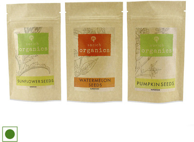

Sorich Organics Sunflower Seeds, Watermelon Seeds, Pumpkin Seeds(600.0 g, Pack of 3)