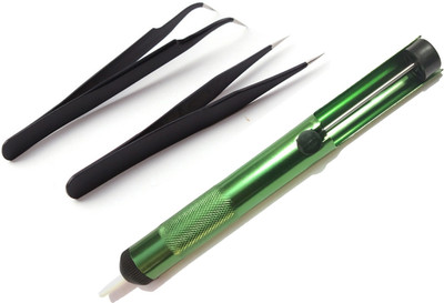 

ISC Aluminium Body Desoldering Pump + 2 Pcs Tweezers For Any Electronic Work Soldering Trainer Electronic Hobby Kit