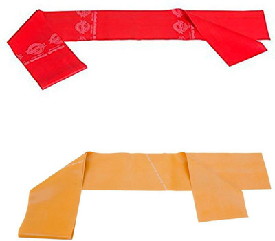 

Thera-Band Theraband Medium Resistance Latex Free Exercise Band 5 Feet( Length) x 4 Inches( Width) - Combo of 2 Resistance Band(Red, Gold, Pack of 2), Gold;red