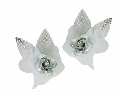 

AASA Flower Hair Pins For Women And Girls Use For Wedding & Party, Pack Of 2, Silver Back Pin(Silver)