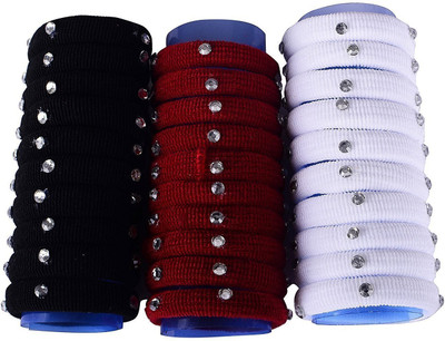 

AASA Hair Rubber Bands For Girls, Rubber Bands For Women And Girls (Red-10 / White-10 / Black-10) Hair Band(Multicolor)