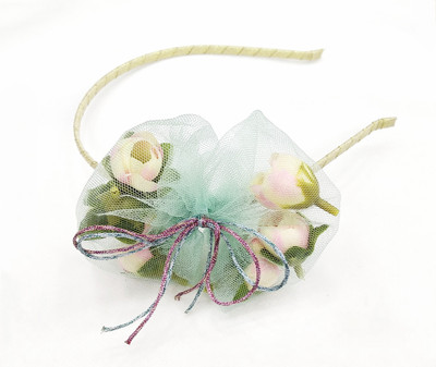 

fairytale Big bow with flower fascinator hair band Head Band(Green)