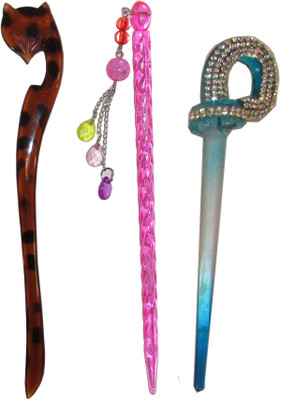 

AARUJ Combo of Multi Color Juda Sticks Bun Stick(Multicolor)