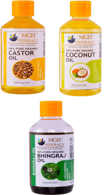 

MGH Herbals Castor, Coconut, & Bhingraj Oil (Pack of 3) Hair Oil(600 ml)