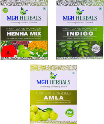 

MGH Herbals Henna Mix, Indigo and Amla Powder Pack of 3 (Each 100gm)(300 g)